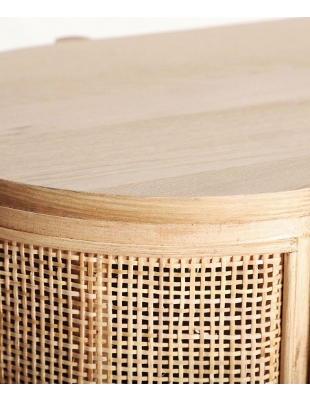 Cômoda IKLA 80x39x80 em madeira e rattan, estilo natural