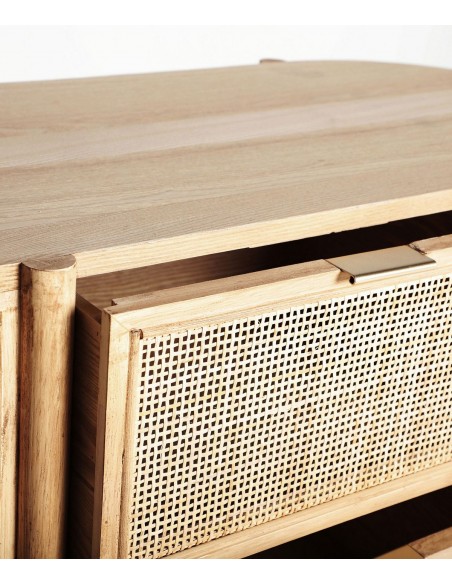 Cómoda IKLA 80x39x80 de madera y ratán estilo natural