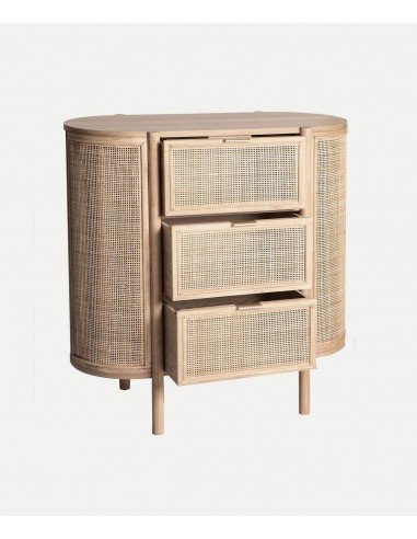 Cómoda IKLA 80x39x80 de madera y ratán estilo...
