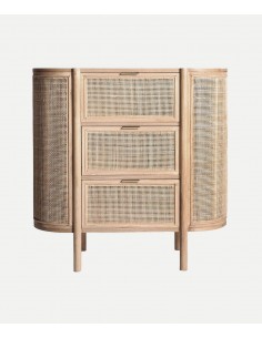 Cómoda IKLA 80x39x80 de madera y ratán estilo natural