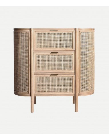 Cómoda IKLA 80x39x80 de madera y ratán estilo natural