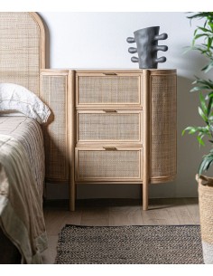 Cómoda IKLA 80x39x80 de madera y ratán estilo natural 2