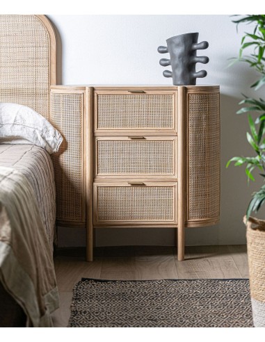 Cómoda IKLA 80x39x80 de madera y ratán estilo...