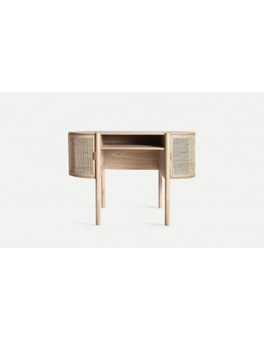 Mesa de madeira e rattan IKLA 120x61x80, estilo natural