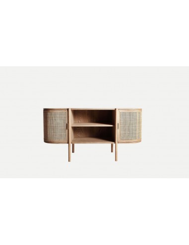 Móvel de TV IKLA 120x43x60 em madeira e rattan, estilo natural