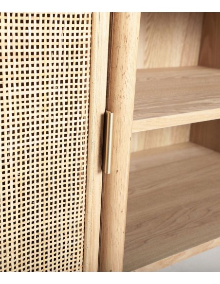 Mueble de TV IKLA 120x43x60 de madera y ratán, estilo natural