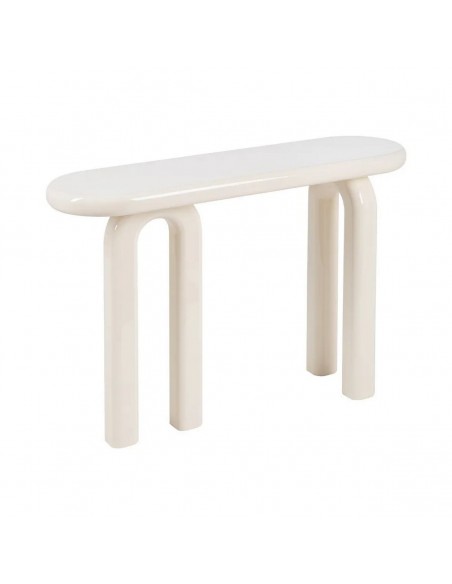 Console Oslo DM 120 x 35 x 80 estilo nórdico minimalista em MDF lacado creme