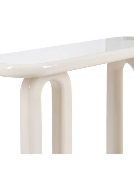 Console Oslo DM 120 x 35 x 80 estilo nórdico minimalista em MDF lacado creme