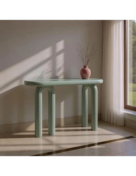 Console Oslo 120x35x80 estilo nórdico minimalista em MDF lacado verde