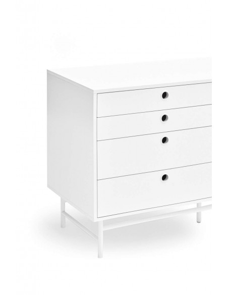 TEULAT APARADOR PUNTO 210x47, DM lacado y metal blanco TEULAT APARADOR PUNTO 210x47, DM lacado y metal blanco