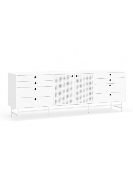 TEULAT APARADOR PUNTO 210x47, DM lacado y metal blanco TEULAT APARADOR PUNTO 210x47, DM lacado y metal blanco