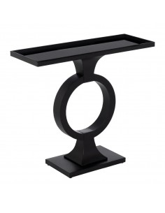 Consola contemporânea BERLIN 90x32x80 em ferro e vidro preto