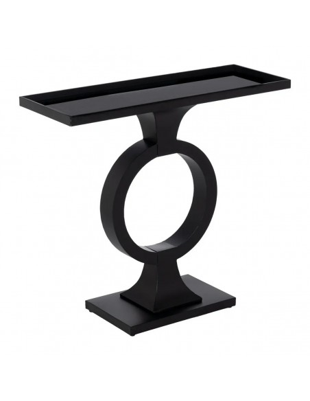 Consola contemporánea BERLIN 90x32x80 en Hierro y Cristal Negro