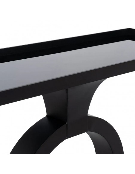 Consola contemporânea BERLIN 90x32x80 em ferro e vidro preto