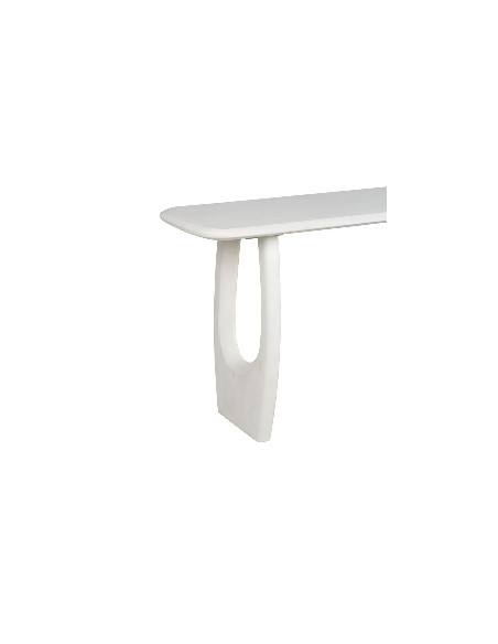 Consola mediterránea AREZZO 130x46x76 de lineas orgánicas en Madera Blanco Rozado