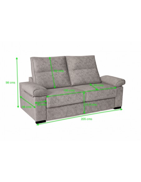 Sofá cama 3 plazas MOON 205 x 98 tela antimanchas