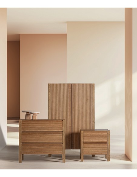 Aparador alto moderno COPENHAGEN 95 x45 x150 em marrom