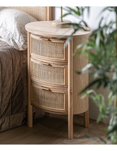 Mesa de cabeceira IKLA 48x35x66 em madeira e rattan 2