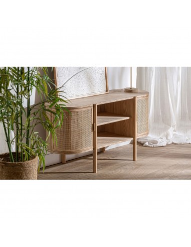 Móvel de TV IKLA 120x43x60 em madeira e rattan,...