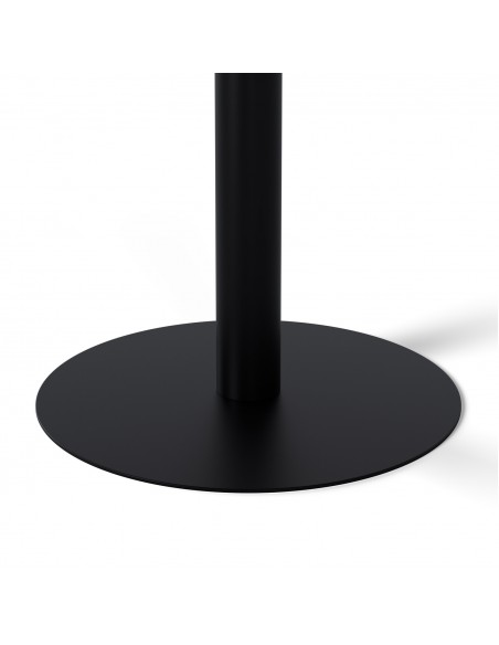 Mesa alta LYA 70x96, tampo em porcelânico branca e base em metal preto