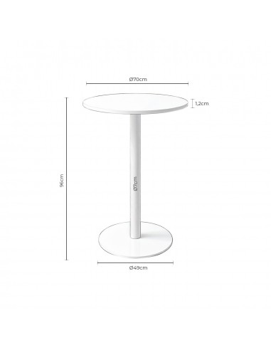 Mesa alta LYA 70×96, tapa porcelánica blanca y...