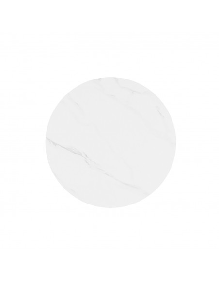 Mesa alta LYA 70x96, tampo em porcelânico branco e base em metal branco