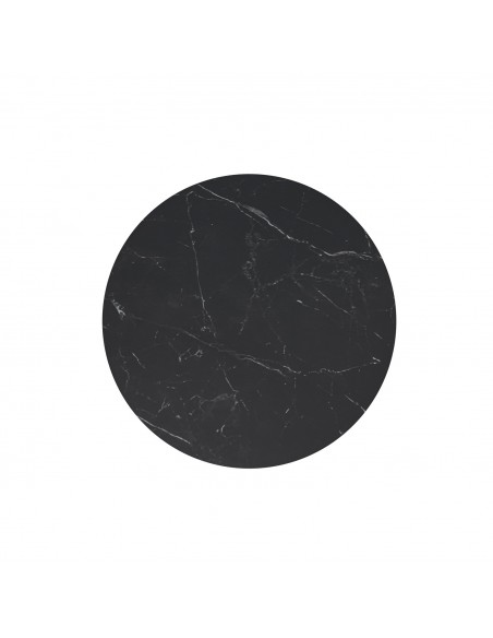 Mesa de cozinha redonda LYA 70x75, tampo em porcelânico preto e base em metal preta