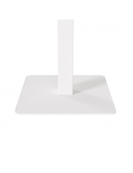 Mesa alta cuadrada SAMIRA 70×96, tapa porcelánica gris y base metal blanca