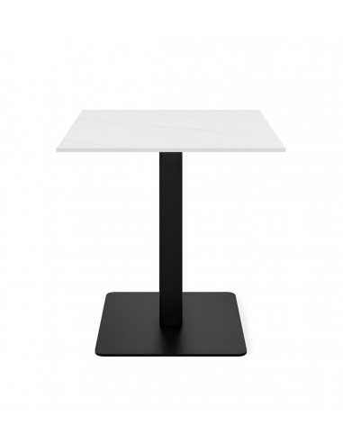 Mesa de cocina cuadrada SAMIRA 70×75, tapa porcelánica blanca y base metal negra