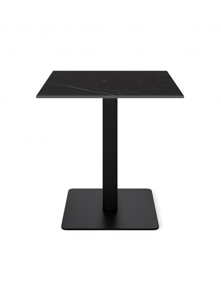 Mesa de cozinha quadrada SAMIRA 70x75, tampo em porcelânico preto e base em metal preta