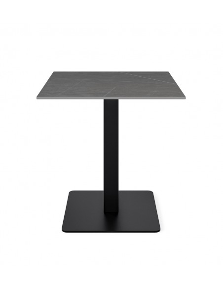 Mesa de cozinha quadrada SAMIRA 70x75, tampo em porcelânico cinza e base em metal preta