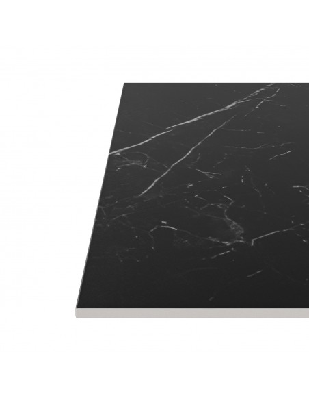 Mesa de cozinha quadrada SAMIRA 70x75, tampo em porcelânico preto e base em metal branco