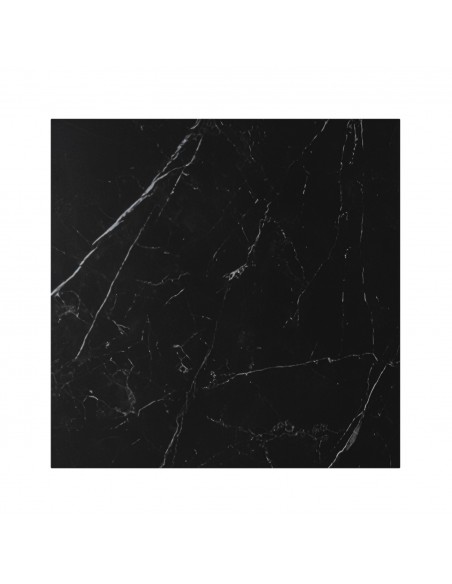 Mesa de cocina cuadrada SAMIRA 70×75, tapa porcelánica negra y base metal blanca