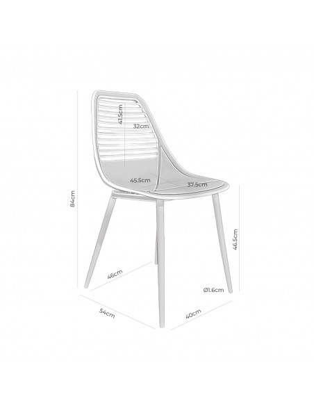 SILLA DE POLIPROPILENO LEIA BLANCA. PATAS METAL