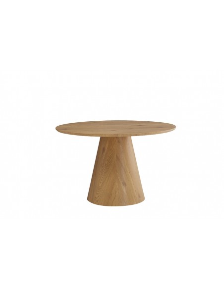 Mesa de comedor redonda ARTEMIS 120, madera chapa en roble