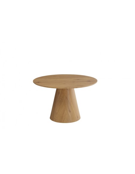 Mesa de comedor redonda ARTEMIS 120, madera chapa en roble