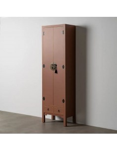 Armario Oriental SHIAN 55 x 185, moka. 2 puertas y 2 cajones