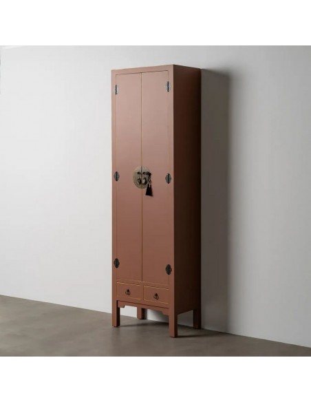 Armario Oriental SHIAN 55 x 185, moka. 2 puertas y 2 cajones