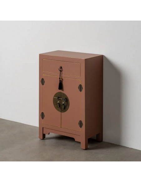 Mesa de Centro Oriental SHIAN, 45 x 26, Mocha, 2 Portas e 1 Gaveta