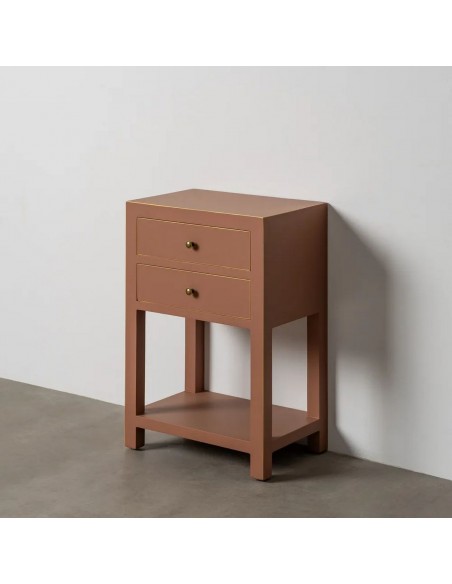 Mesita de noche diseño Oriental HANZO 45 x 66, moka, 2 cajónes.