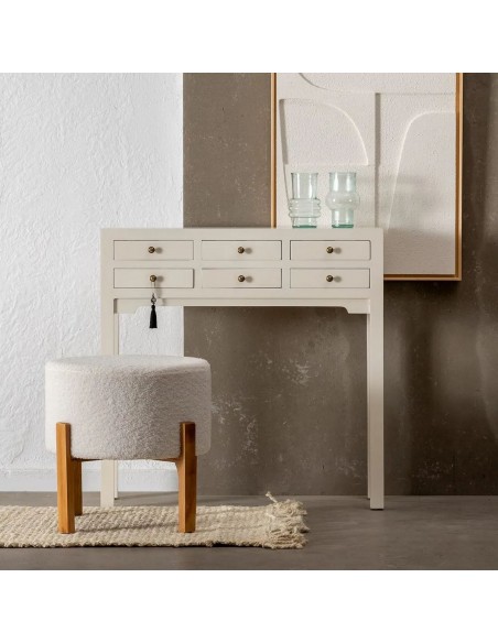 Consola de design HANZO Oriental 85 x 26,branco e 6 gavetas.