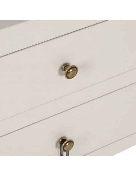 Consola de diseño Oriental HANZO 85 x 26, blanco y 6 cajones.