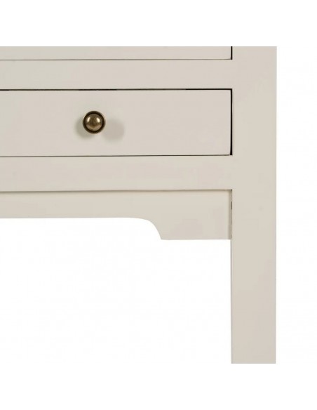 Consola de diseño Oriental HANZO 85 x 26, blanco y 6 cajones.