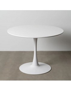 Mesa redonda Oda 100 cm. DM y Metal lacado blanco.