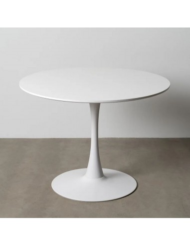 Mesa redonda Oda 100 cm. DM y Metal lacado branco.