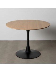 Mesa redonda Oda 100 cm. DM natural y Metal lacado preto.