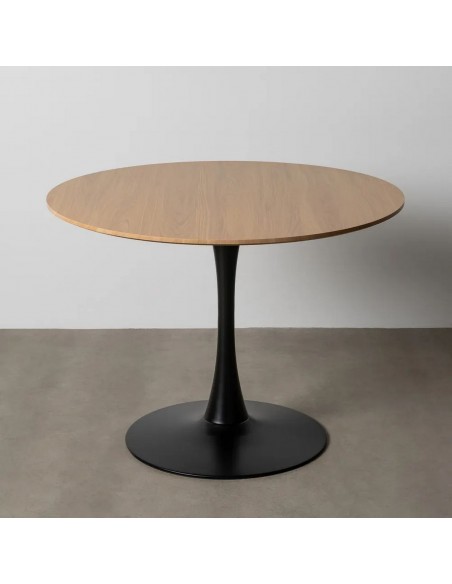 Mesa redonda Oda 100 cm. DM natural y Metal lacado preto.