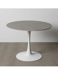 Mesa redonda Oda 100 cm. Porcelánico gris y Metal lacado...