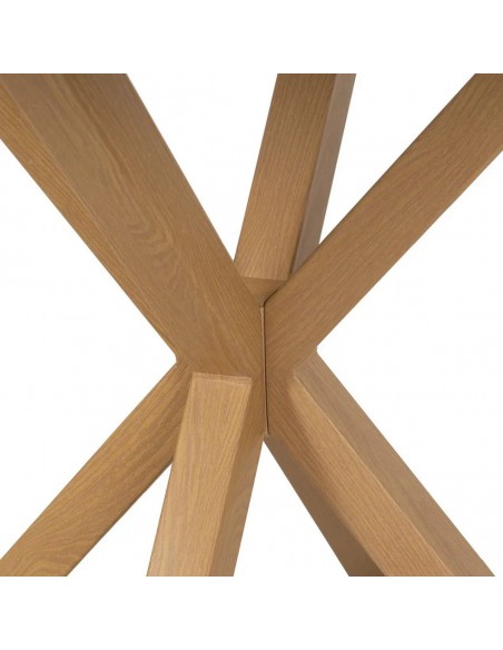 Mesa redonda Argo 120, MDF branco e aço com efeito madeira