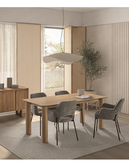 Mesa moderna de comedor TTOLI 160 x 90 chapada en roble